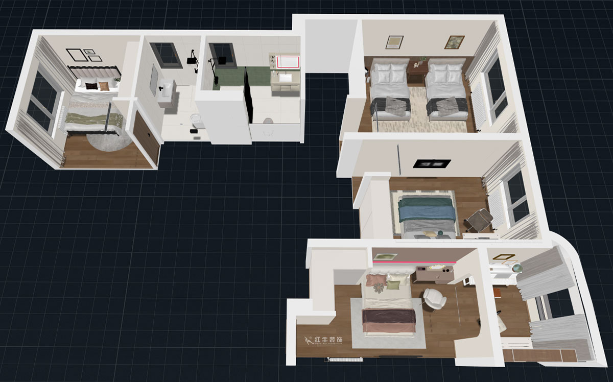 郭志成｜中冶锦绣公馆9-2-201-230㎡-中古风｜4室2厅2厨2卫｜毛坯装修｜定制家｜全包23